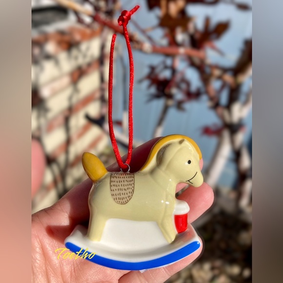 Starbucks Japan 2022 Christmas Holiday Rocking Horse Ceramic Ornament - Picture 3 of 8